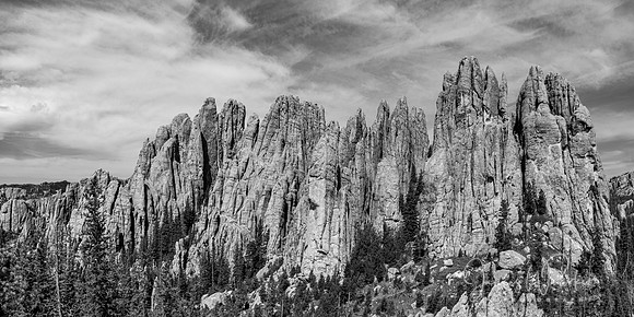 Cathedral Spires Pano BW