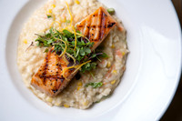 Salmnon and Risotto with fresh watercress